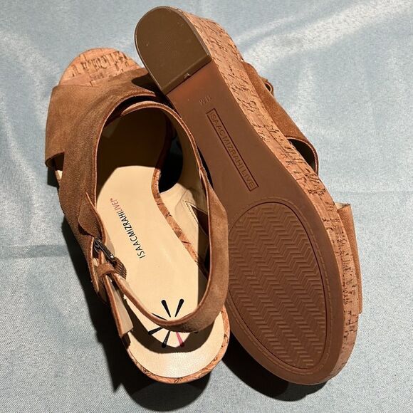 Isaac Mizrahi Live! Leather Sandals With Wedge Heel Size 11M B42 - Picture 8 of 8